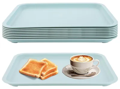 Immagine prodotto di Vassoio in plastica antiscivolo - Rettangolare - Confezione da 8 pezzi - 30,5 x 23 cm - Resistente - Ideale per cucina/caffè - Vassoio da portata
