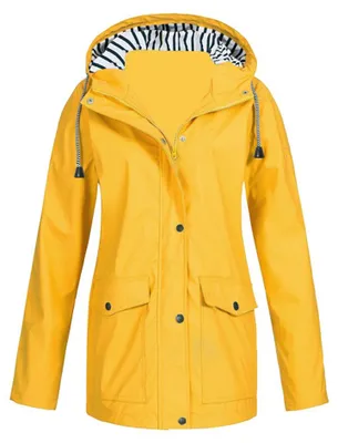 Produktbild von Damen-Windjacke mit Kapuze in Übergröße, Klettermantel, wasserdichter Regenmantel, Oberteile