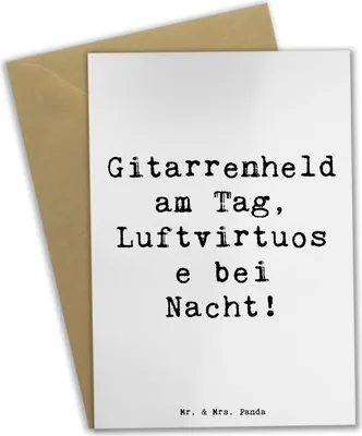 Produktbild von Mr. & Mrs. Panda Grußkarte Spruch Gitarrenheld - Weiß - Geschenk, Grußkarten, Liebe, Abenteuer, weihnachtskarten, Freiheit, einladungskarten, Lernen, Instrument, Musiker
