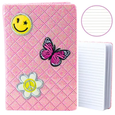 Image de Carnet à lignes brocart avec écussons roses B6 80 pages