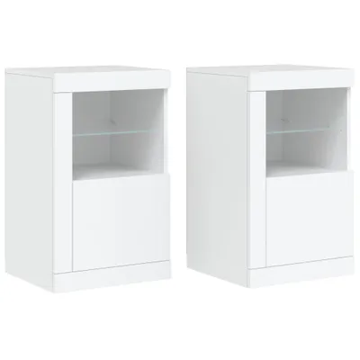 Productafbeelding van vidaXL Bijzetkastjes met LED-verlichting, 2 stuks, wit, houtvezel
