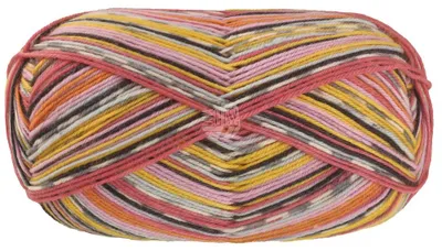 Produktbild von Lana Grossa - Meilenweit 100g Merino Extrafine Coccole 3802 gelb hellgrau dunkelgrau altrosa rosa orange gestreift