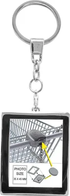 Produktbild von Fotorequisiten-Accessoire für Fotoshootings: Silberfarbener Metall-Einkaufswagen mit Münze (Modell S59NC)