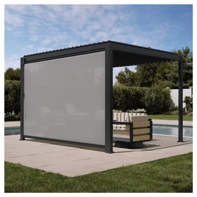 Produktbild von MIRADOR Pergola 88 Basic 3x3,6 m & Seitenrollo 3,6 m Komplettset, winterfeste freistehende Pavillon mit verstellbares Lamellendach Anthrazit