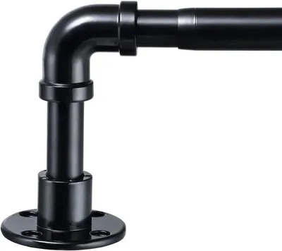 Image de Tringle de penderie télescopique noire, 81-109 cm, réglable, en acier inoxydable
