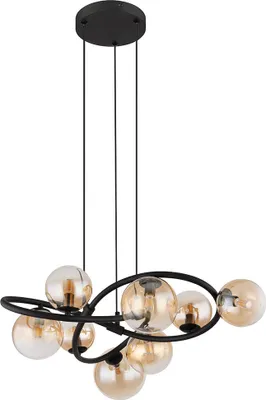 Produktbild von LED Hängeleuchte, schwarz Glas amber H 120 cm