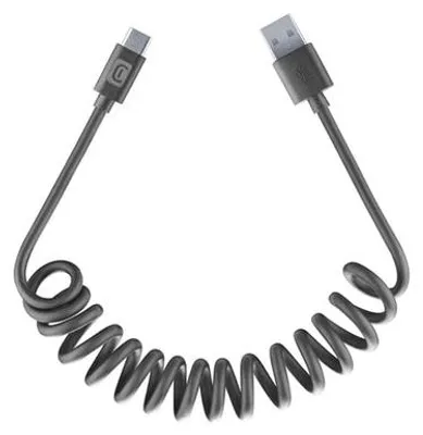 Produktbild von CellularLine Spiral-USB-A auf USB-C Kabel 1,2 m Schwarz