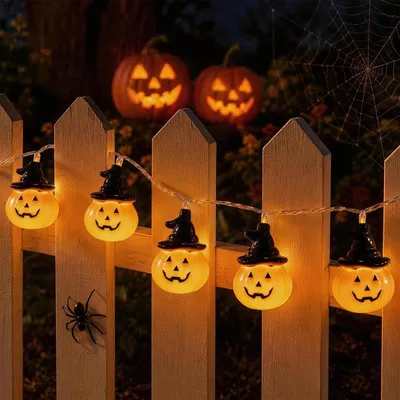 Produktbild von Kürbis Lichterkette Halloween Beleuchtung - 2,3 m - 20 Lampen - Batteriebetrieben