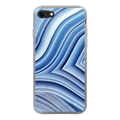 Produktbild von MuchoWow® Handyhülle Schutzhülle Hülle für iPhone SE 2020 Natursteine - Muster - Blau Silikon Softcase Handy Hülle - Kartenbesitzer