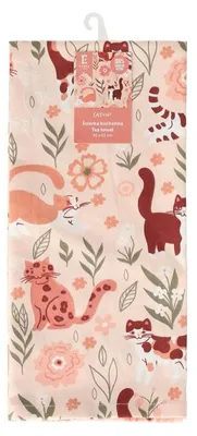 Obrázok produktu pre Uterák, kuchynská utierka, 100% bavlna 45x65 Catnip mačky, mačiatka, kvety