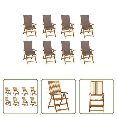 Produktbild von The Living Store Klappbare Gartenstühle mit Kissen 8 Stk. Massivholz Akazie