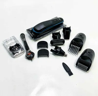 Produktbild von Braun Multi-Grooming-Kit 5, 9-in-1 Barttrimmer und Haarschneider/Haarschneidemaschine für Haarentfernung Herren, für Gesichts-, Kopf-, Körperhaare, 7 Aufsätze, Geschenk Mann, MGK5380, schwarz/blau