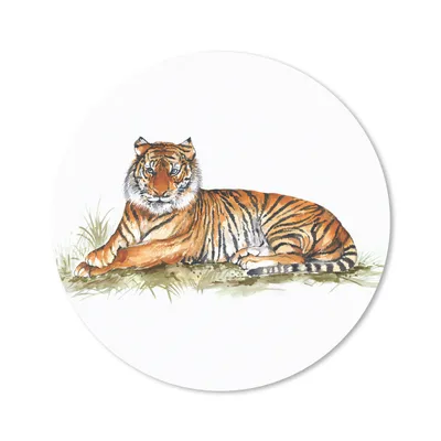 Produktbild von MuchoWow® Mauspad Mousepad Tiger - Orange - Gras 30x30 cm - Mousepads - Maus Mat - Pad - Mausunterlage - Tischunterlage - Schreibtischmatten