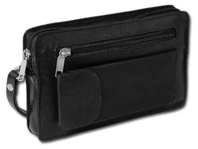 Produktbild von DrachenLeder Handgelenktasche Herren Leder schwarz 20x4x12 D3OTJ502S