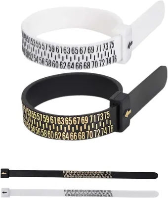 Productafbeelding van Ringmaatmeters Set - Vingeromtrek Meter - Ringen Passen - Nauwkeurige Meting - 2 Stuks - Zwart Wit