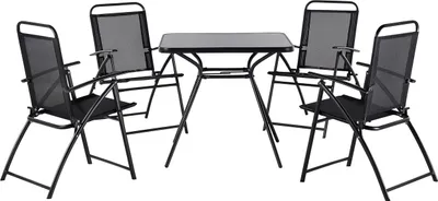 Produktbild von BELIANI Gartenmöbel Set Schwarz Stahl Sicherheitsglas 4-Sitzer Minimalismus
