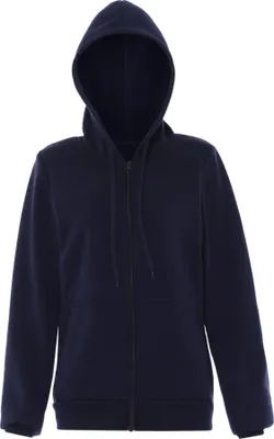 Produktbild von Damen Sweatshirtjacke mit Kapuze, Kordelzug und Rippbündchen, klassischer Schnitt, Marine, Gr. L
