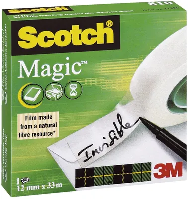 Image de Scotch® M8101233 ruban adhésif Magic™ 810, acétate de cellulose, invisible, inscriptible, 33 m x 12 mm