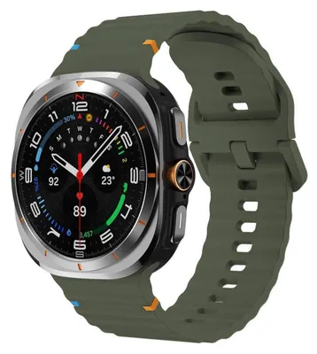 Obrázek produktu pro Pro Samsung Galaxy Watch 8 / 8 Classic Design Wave Structure Silicone Strap Dark Green Velikost: L