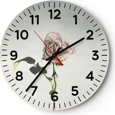 Produktbild von Wanduhr - Rund - Glasuhr - Rose Vögel Himmel - 40x40cm - Schleichendes Uhrwerk - Lautlos - zum Aufhängen bereit - Dekoration Modern - Wanddekoration aus Glas - C4AR40x40-4509