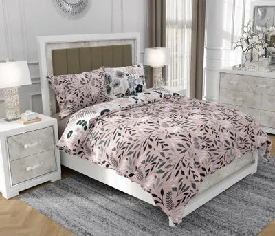Produktbild von Bettwäsche 160x200 cm + 2x70x80 cm, 3-teilig, 100% Baumwolle, Satin, Reißverschluss, Blumen, Bunt - SOVIO | So.9047
