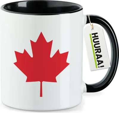 Produktbild von Huuraa Kaffeetasse Ahornblatt Kanada 330ml Schwarz Keramik Kaffeebecher Geschenkidee