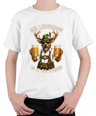 Productafbeelding van Mei Lederhosn waslijn: lederhosen, dirndl, kinder t-shirt, wit, maat 104
