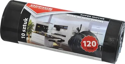 Immagine prodotto di PRODOTTI PER UFFICIO Fodere per bidoni, super resistenti (LDPE), 120 litri, 10 pezzi, nero