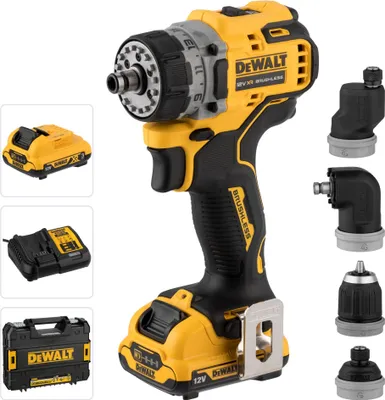 Zdjęcie produktu dla DeWALT DCD703L2T-QW, Wiertarka pistoletowa, Zamek centralny, Czarny, Żółty, 1 cm, 1500 RPM, 2 cm