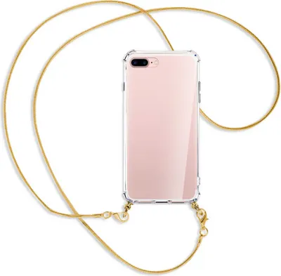 Produktbild von Handykette Backcover-Schutzhülle mit Band (Metall goldfarben) für Apple iPhone 7 Plus / 8 Plus - goldfarbene Kette Snake