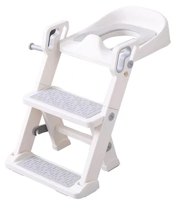 Produktbild von Toilettentrainingssitz für Kinder mit höhenverstellbarer Leiter, faltbarem Tritthocker, rutschfesten Pads, Töpfchentrainer, rutschfester Toilettentrainingsleiter
