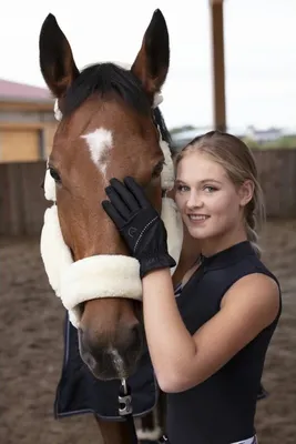 Produktbild von EKKIA Equitheme Damen Reithandschuhe schwarz Strass, Größe:L