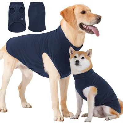 Immagine prodotto di Maglione per cani, in pile, caldo, senza maniche, colore blu navy, taglia XL