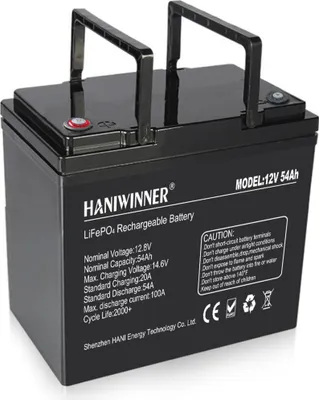 Zdjęcie produktu dla Akumulator litowo-żelazowo-fosforanowy HANIWINNER LiFePO4 12,8 V 54 Ah 691,2 Wh do paneli słonecznych, kamperów i łodzi