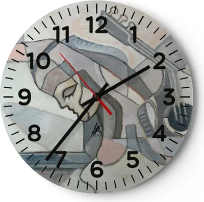 Produktbild von Wanduhr - Rund - Glasuhr - Abstraktion modern - 30x30cm - Schleichendes Uhrwerk - Lautlos - zum Aufhängen bereit - Dekoration Modern - Wanddekoration aus Glas - C4AR30x30-3739