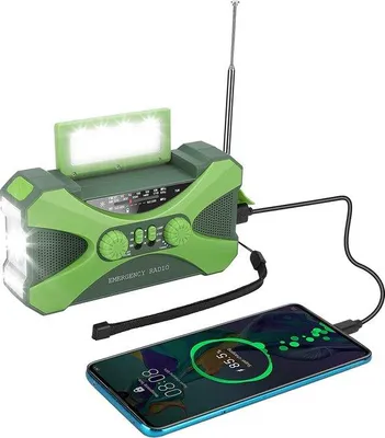 Image de Radio d'urgence solaire d'extérieur avec batterie externe et lampe de poche
