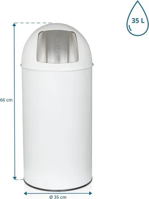 Produktbild von Famanu Abfalleimer 35L - Retro Design in Weiß mit Push-Klappe