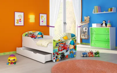 Produktbild von ACMA I Jugendbett Kinderbett Junior-Bett Komplett-Set mit Matratze Lattenrost Weiß 45 Mechaniker 180x80 + Bettkasten