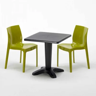 Produktbild von Schwarz Quadratisch Tisch und 2 Stühle Farbiges Polypropylen-Innenmastenset Grand Soleil Ice Aia - Grün