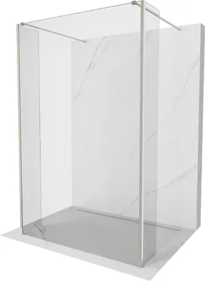 Image de Mexen Kioto Paroi de douche sur pied 100 x 30 x 30 cm, transparent, acier inoxydable brossé - 800-100-030-222-97-00-030