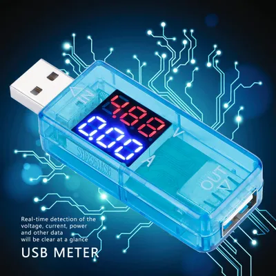 Zdjęcie produktu dla Kolorowy woltomierz LCD USB Amperomierz Miernik prądu Multimetr Ładowarka Tester USB (niebieski)