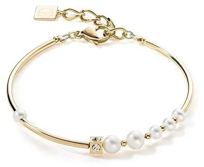 Produktbild von Coeur De Lion Damen Armband 1102/30-1416 Asymmetrie Süßwasserperlen und Edelstahl weiß-gold