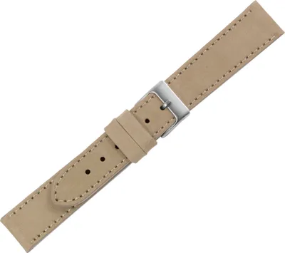 Produktbild von Minott | Uhrenarmband Kalbsleder Nubuk beige flach versiegelte Kante , Stegbreite:20mm, Schließe:Silbern