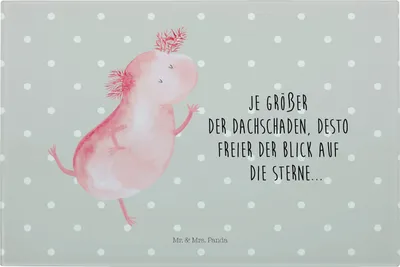 Produktbild von Mr. & Mrs. Panda Hackbrett Axolotl Tanzen - Grau Pastell - Geschenk, Beste Freundin, schneidbrett, gut Gelaunt, Schneidplatte Glas, Schneideplatte, Sterne, Schneidebrett