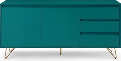 Produktbild von SalesFever Sideboard aus MDF | 2 Türen und 3 Schubladen | Beine Metall mit Messinglegierung | B 150 x T 40 x H 70 cm | blau