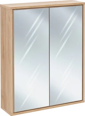 Produktbild von FACKELMANN Spiegelschrank FINN / Badschrank mit Push-to-Open / Maße (B x H x T): ca. 60 x 75 x 20,5 cm / Schrank fürs Bad mit 2 Türen / Korpus: Braun hell / Front: Spiegel / Rahmendekor: Braun hell
