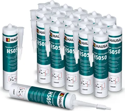 Produktbild von HAUSA Aquarium Silikon HS050 GlasSilikon SilikonKleber Schwarz 18 x 310ml
