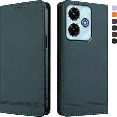 Image de Etui pour Xiaomi Redmi 13 4G, étui rétro en cuirPolyuréthaneavec support et fentes pour cartes de crédit Vert