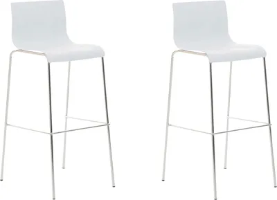 Produktbild von CLP 2er Set Barhocker Hover Kunststoff 4-Fuß Gestell 4-Fuß Gestell weiß Gestell Farbe chrom