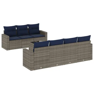 Produktbild von vidaXL 8-tlg. Garten-Sofagarnitur mit Kissen Grau Poly Rattan